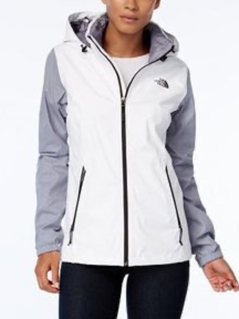 The North Face Dry Vent Resolve 2
Rain Jacket White Gray Hooded Windbreaker  XS